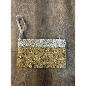 Beaded Gold White Clutch Purse Gold Wristlet NWT By About Color